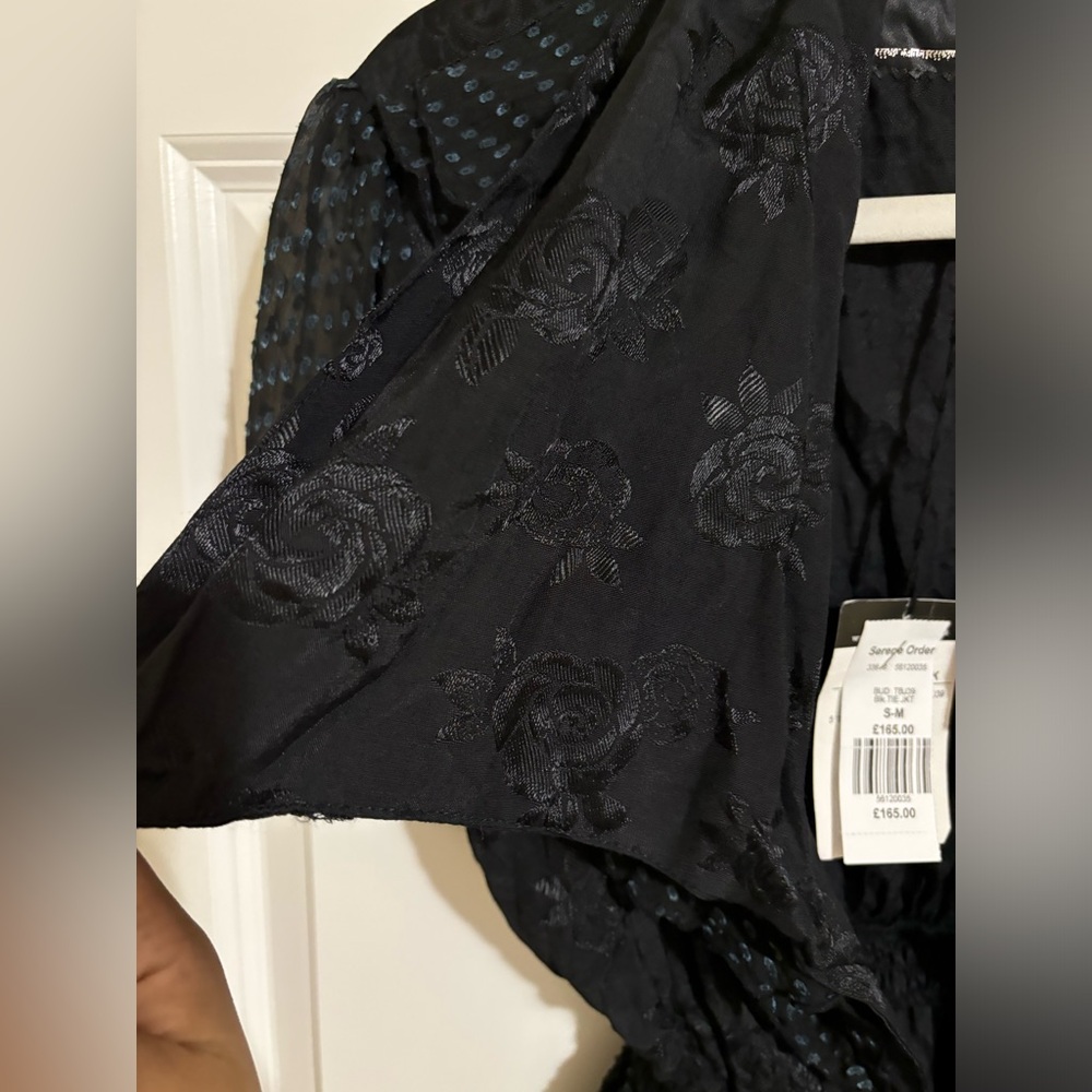 Vintage Y2K RARE Buddhist Punk Black Ruffle Tie Jacket NWT - Picture 4 of 8